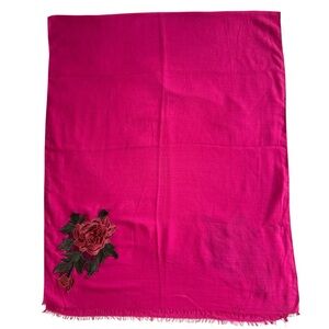 Pink Scarf / Hijab with Rose Embroidery